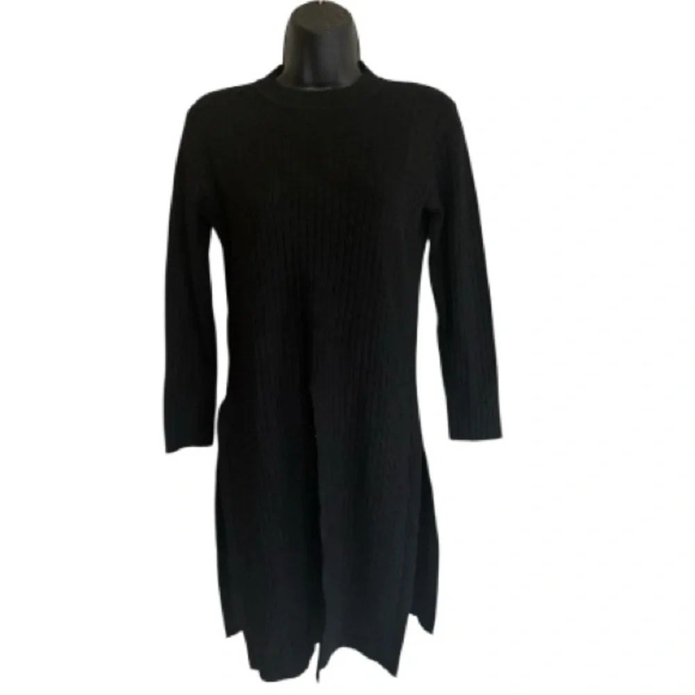 NWT Muche Muchette Black Ribbed Long Sleeve Tunic One Size